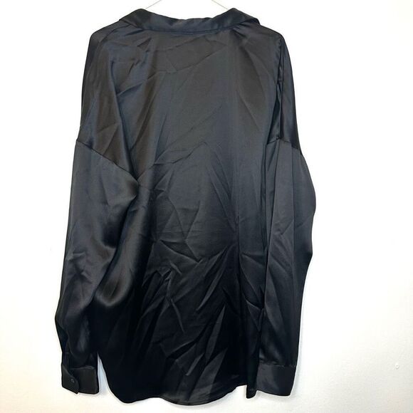 EVNL Black Satin Long Sleeve Shirt Medium - Picture 3 of 4